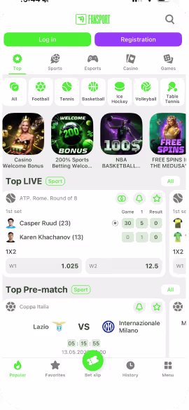 Application mobile FANSPORT pour casino en ligne et paris sportifs